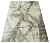 Modern Geometrical Diamond Cut Design Beige and Gray 5x8 Hand loom Viscose Area Rug