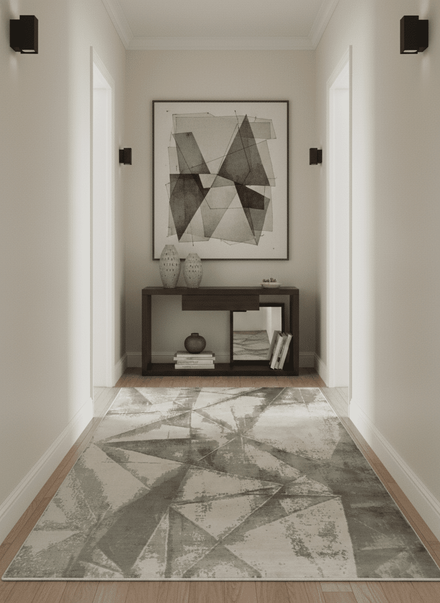 Modern Geometrical Diamond Cut Design Beige and Gray 5x8 Hand loom Viscose Area Rug