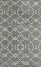 Modern Geometrical Gray and Beige Hand Tufted 5x8 Wool Area Rug