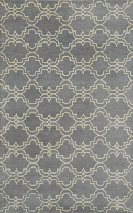 Modern Geometrical Gray and Beige Hand Tufted 5x8 Wool Area Rug
