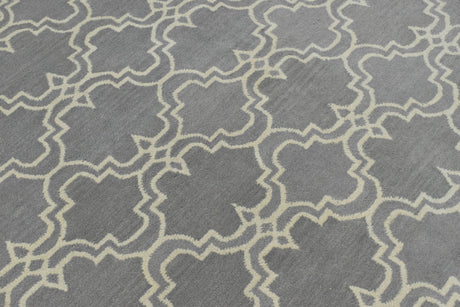 Modern Geometrical Gray and Beige Hand Tufted 5x8 Wool Area Rug