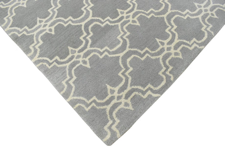 Modern Geometrical Gray and Beige Hand Tufted 5x8 Wool Area Rug