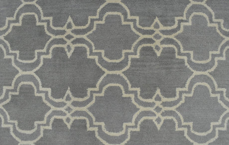 Modern Geometrical Gray and Beige Hand Tufted 5x8 Wool Area Rug