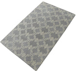 Modern Geometrical Gray and Beige Hand Tufted 5x8 Wool Area Rug