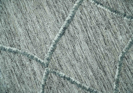 Modern Geometrical Hand carved Texture Gray, Ivory and Charcoal Hand Knotted 5x8 wool Area Rug