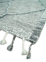 Modern Geometrical Hand carved Texture Gray, Ivory and Charcoal Hand Knotted 5x8 wool Area Rug