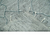 Modern Geometrical Hand carved Texture Gray, Ivory and Charcoal Hand Knotted 5x8 wool Area Rug