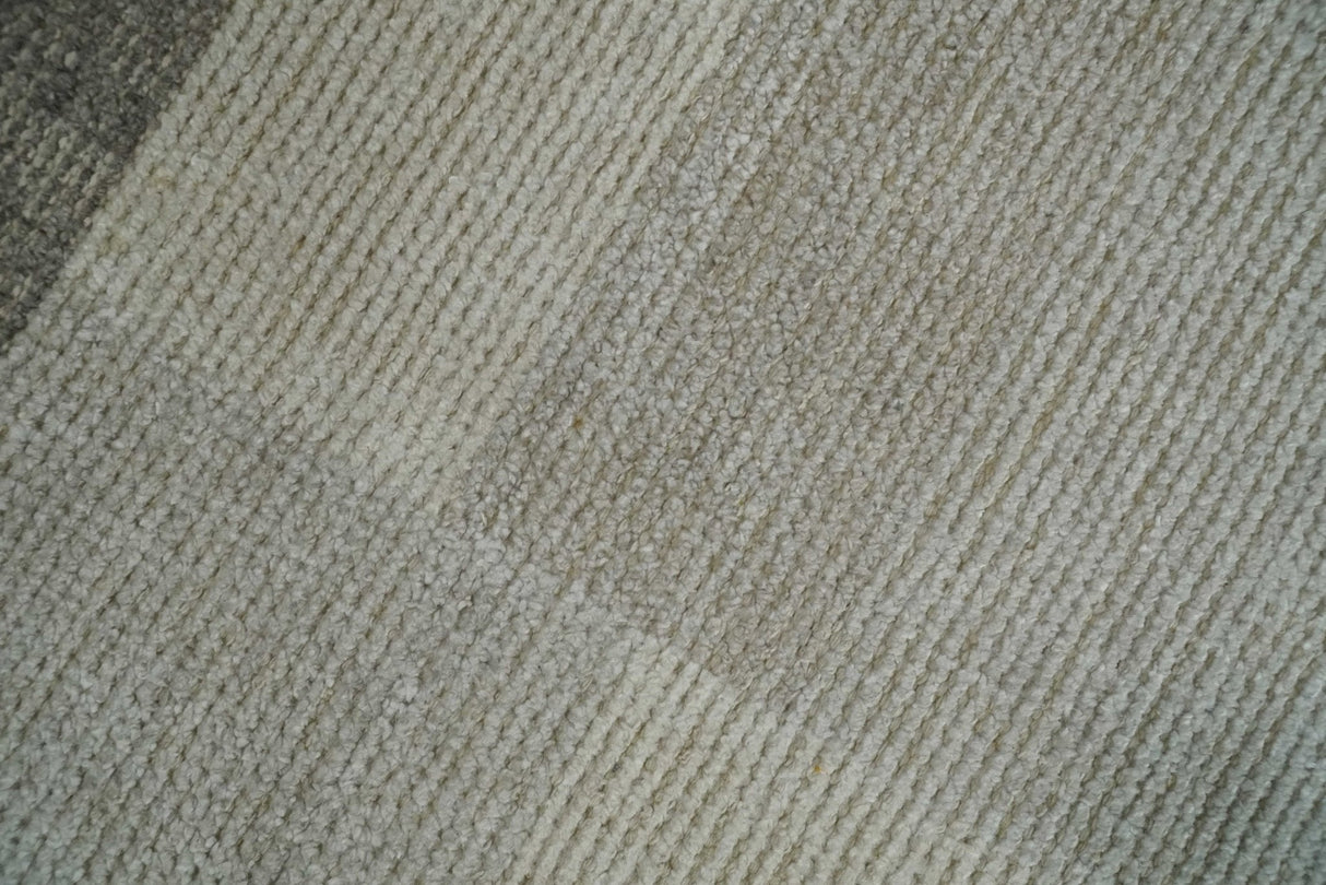 Modern Geometrical Hand knotted 2x3 Gray, Beige and Silver Area Rug