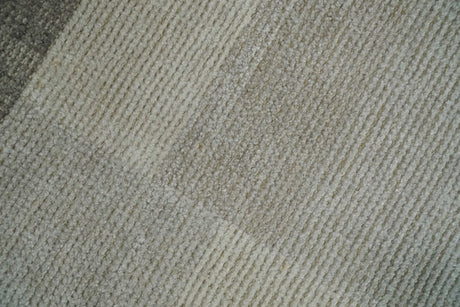 Modern Geometrical Hand knotted 2x3 Gray, Beige and Silver Area Rug