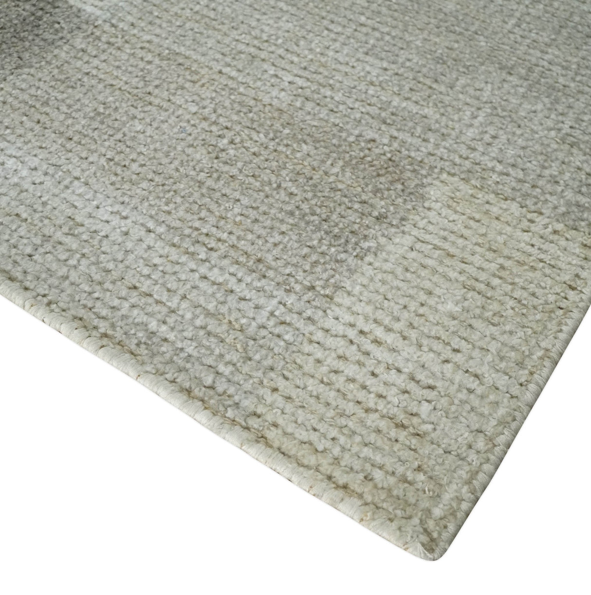 Modern Geometrical Hand knotted 2x3 Gray, Beige and Silver Area Rug