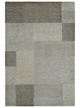 Modern Geometrical Hand knotted 2x3 Gray, Beige and Silver Area Rug