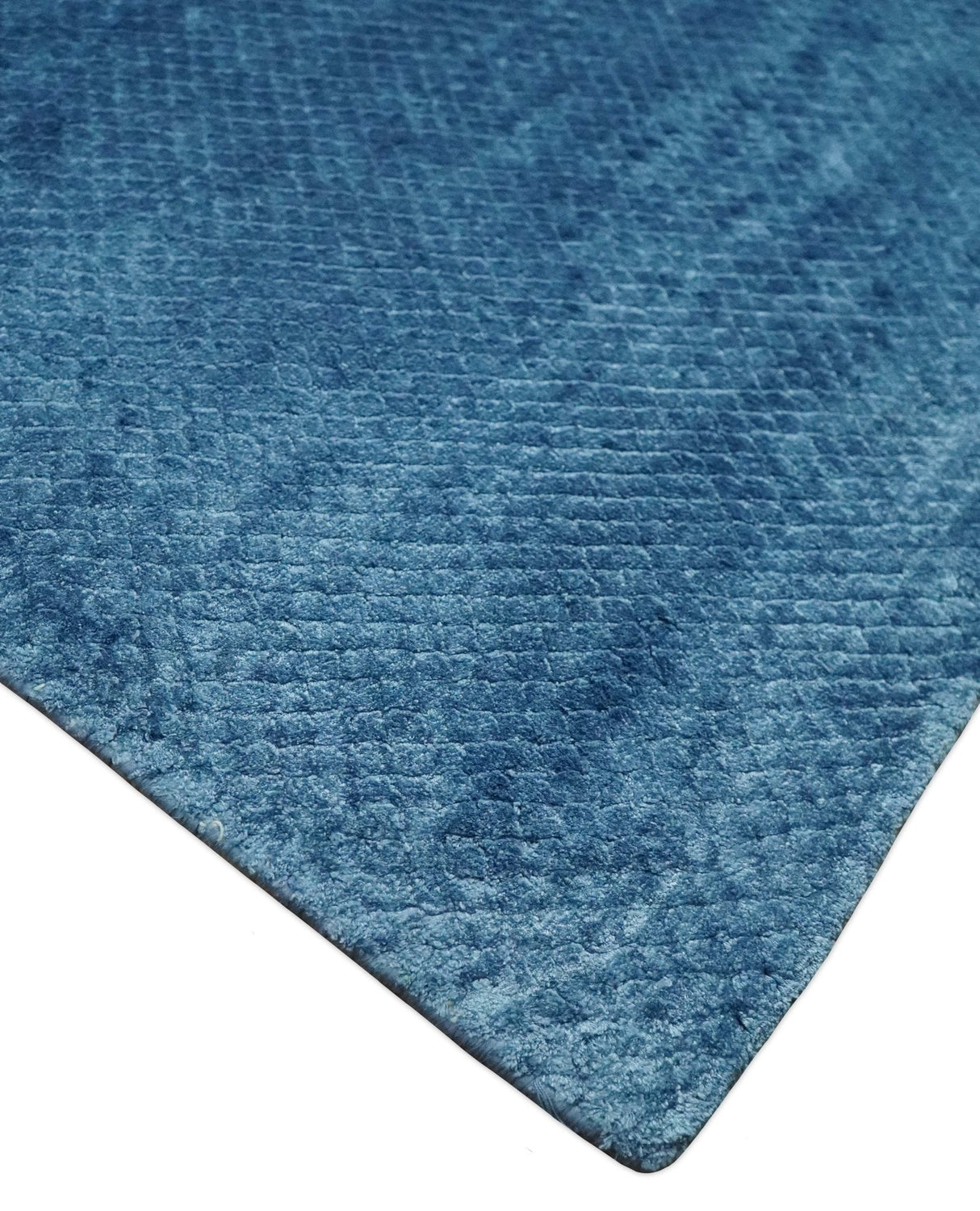 Modern Geometrical Hand Made 2x3 Blue Art silk Area Rug