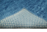 Modern Geometrical Hand Made 2x3 Blue Art silk Area Rug