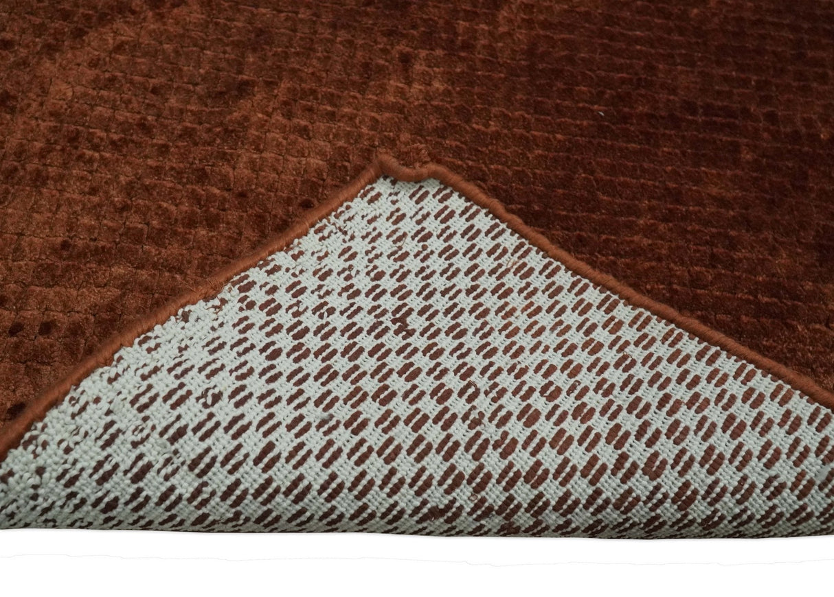Modern Geometrical Hand Made 2x3 Brown Art silk Area Rug