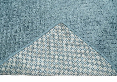 Modern Geometrical Hand Made 2x4 Aqua Blue Art Silk Area Rug