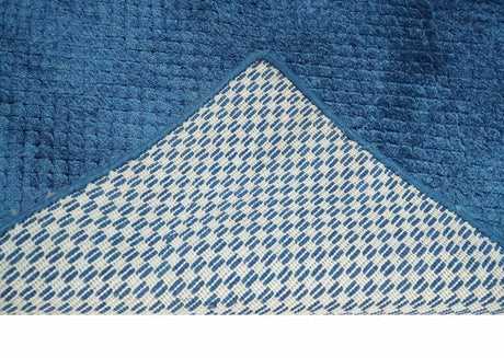 Modern Geometrical Hand Made 2x4 Blue Art silk Area Rug