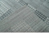 Modern Geometrical Hand Made 8x10 Charcoal, Gray and Silver Blended Wool Area Rug