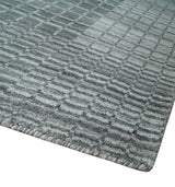 Modern Geometrical Hand Made 8x10 Charcoal, Gray and Silver Blended Wool Area Rug
