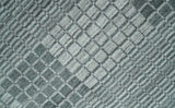 Modern Geometrical Hand Made 8x10 Charcoal, Gray and Silver Blended Wool Area Rug