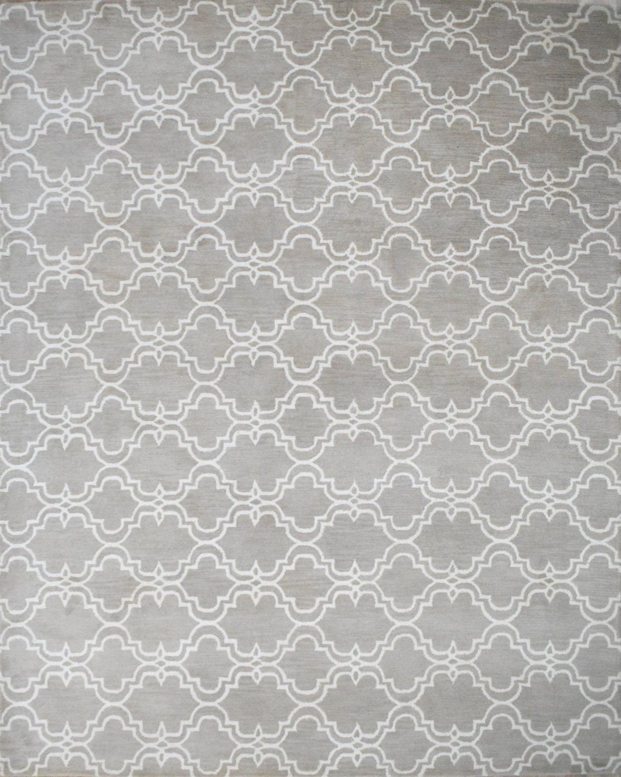 Modern Geometrical Hand Tufted Silver Wool 8x10 Area Rug