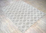 Modern Geometrical Hand Tufted Silver Wool 8x10 Area Rug