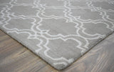 Modern Geometrical Hand Tufted Silver Wool 8x10 Area Rug