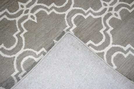 Modern Geometrical Hand Tufted Silver Wool 8x10 Area Rug