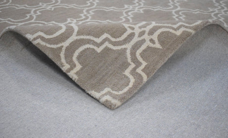 Modern Geometrical Hand Tufted Silver Wool 8x10 Area Rug