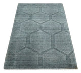 Modern Geometrical Hand Woven 2x3 Charcoal Area Rug made with Art Silk | N7123