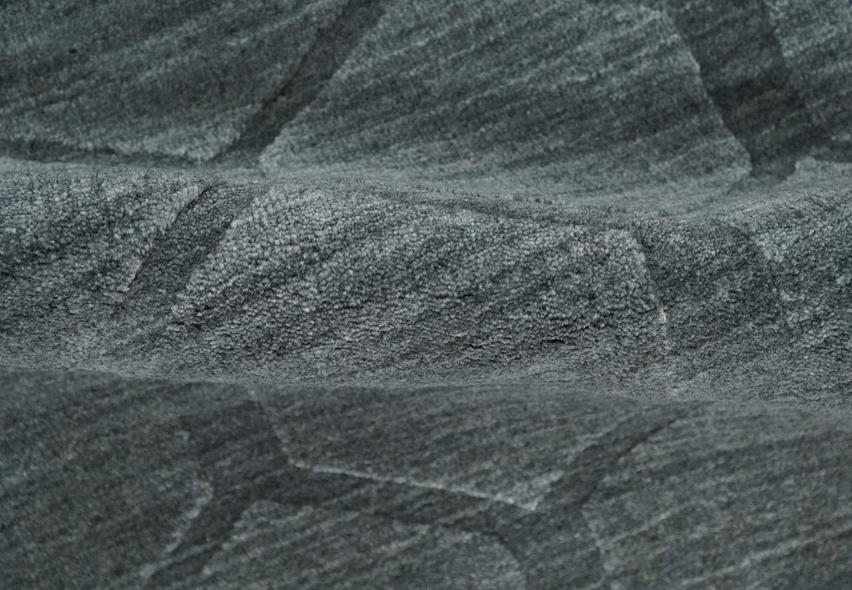 Modern Geometrical Hand Woven 2x3 Charcoal Area Rug made with Art Silk | N7123-Area Rug-Parc Decor