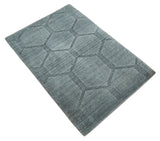 Modern Geometrical Hand Woven 2x3 Charcoal Art Silk Area Rug