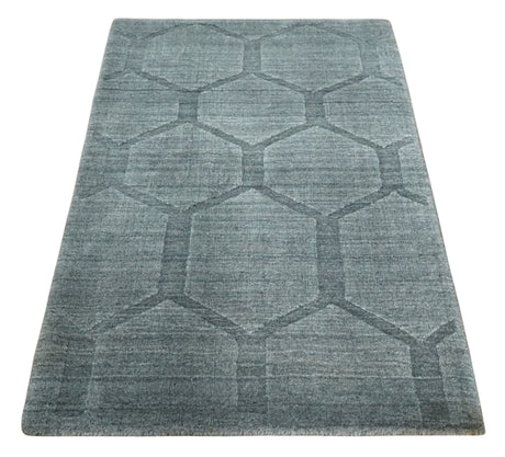 Modern Geometrical Hand Woven 2x3 Charcoal Art Silk Area Rug