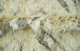 Modern Geometrical Ivory and Gray Texture 9x12 Moroccan Style Plush Pile wool Rug