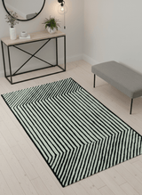 Modern Geometrical Pattern Black And White Hand Tufted Custom Made wool rug