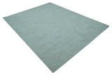 Modern Geometrical Pattern Ivory and Silver Hand Knotted 10x13 Wool Rug