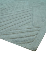 Modern Geometrical Pattern Ivory and Silver Hand Knotted 10x13 Wool Rug