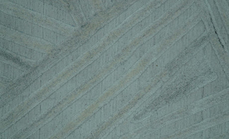 Modern Geometrical Pattern Ivory and Silver Hand Knotted 10x13 Wool Rug