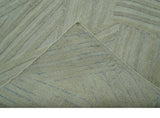Modern Geometrical Pattern Silver Hand Knotted 10x13 Wool Area Rug