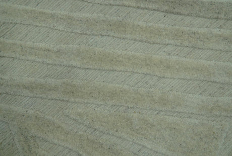 Modern Geometrical Pattern Silver Hand Knotted 10x13 Wool Area Rug