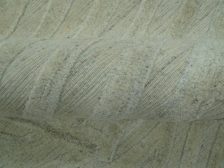 Modern Geometrical Pattern Silver Hand Knotted 10x13 Wool Area Rug