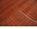 Modern Geometrical Rust and Gold 6x9 Hand loom Wool and Art Silk Area Rug-Area Rug-Parc Decor