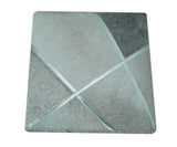 Modern Geometrical Shades of Gray and Ivory Genuine Leather Pouf