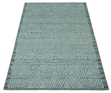 Modern Geometrical Silver and Gray Chevron Design Hand Carved wool Rug