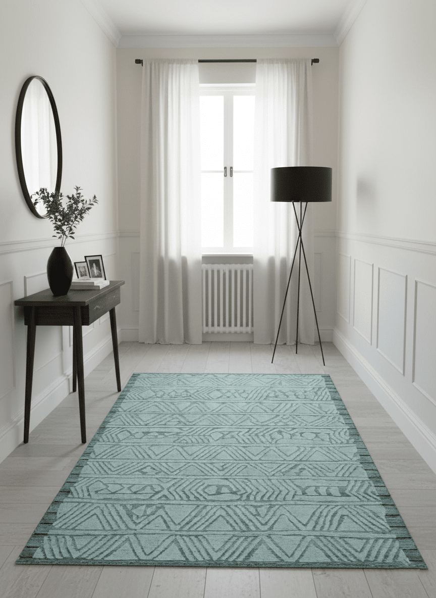 Modern Geometrical Silver and Gray Chevron Design Hand Carved wool Rug