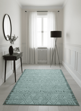 Modern Geometrical Silver and Gray Chevron Design Hand Carved wool Rug