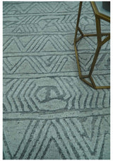 Modern Geometrical Silver and Gray Chevron Design Hand Carved wool Rug