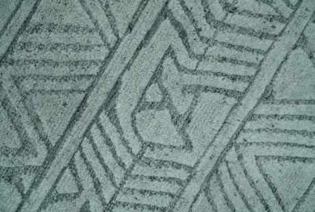 Modern Geometrical Silver and Gray Chevron Design Hand Carved wool Rug