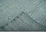 Modern Geometrical Silver and Gray Chevron Design Hand Carved wool Rug