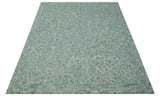 Modern Geometrical Teal and Ivory Hand Tufted Custom Made wool area rug