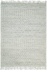 Modern Geometrical White Dhurrie Wool Area Rug